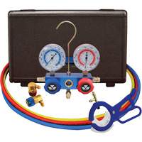 Automotive R134A 2-Way Manifold Gauge Set with 3-In-1 Side Mount Can Tap Valve Kelford