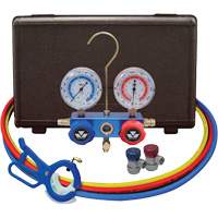 Jeu de manom&egrave;tres collecteurs pour automobile avec coupleurs manuels et robinet perce-canette lat&eacute;rale 3-in-1 Kelford