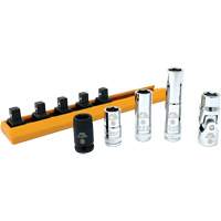 Chrome Finish Socket Set with Rail, 5 Pieces, 1/4" Drive Size Kelford
