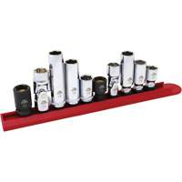 Chrome Finish Socket Set with Rail, 10 Pieces, 1/4"/3/8" Drive Size Kelford
