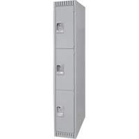 Lockers, 3 -tier, 12" x 18" x 72", Steel, Grey, Knocked Down Kelford