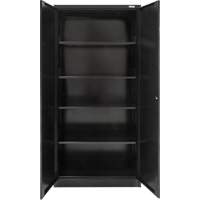 Armoire de rangement Hi-Boy, Acier, 4 Tablettes, 72" h x 36" la x 18" P, Noir Kelford