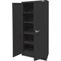 Armoire d'entreposage, Acier, 4 Tablettes, 66" h x 30" la x 15" P, Noir Kelford