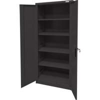 Armoire d'entreposage, Acier, 4 Tablettes, 66" h x 30" la x 15" P, Noir Kelford