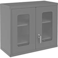 Armoire de rangement murale avec portes transparentes, 26-15/16" h x 29-7/8" la x 13-11/16" p, 2 tablettes, Acier, Gris Kelford