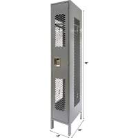 Vented Lockers, 12" x 18" x 78", Steel, Grey, Knocked Down, Perforated Kelford