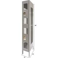 Vented Lockers, 2 -tier, 12" x 18" x 78", Steel, Grey, Knocked Down, Perforated Kelford