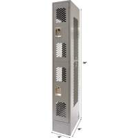 Vented Lockers, 2 -tier, 12" x 18" x 78", Steel, Grey, Knocked Down, Perforated Kelford