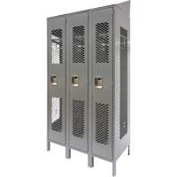 Vented Lockers, Bank of 3, 36 x 18" x 88", Steel, Grey, Knocked Down, Perforated Kelford