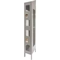 Vented Lockers, 2 -tier, 12" x 18" x 88", Steel, Grey, Knocked Down, Perforated Kelford