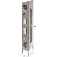 Vented Lockers, 2 -tier, 12" x 18" x 88", Steel, Grey, Knocked Down, Perforated Kelford