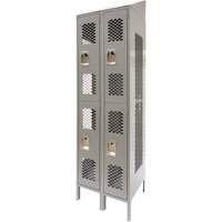 Vented Lockers, 2 -tier, Bank of 2, 24" x 18" x 88", Steel, Grey, Knocked Down, Perforated Kelford