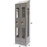 Vented Lockers, Bank of 2, 24" x 18" x 88", Steel, Grey, Knocked Down, Perforated Kelford