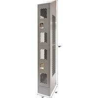 Vented Lockers, 2 -tier, 12" x 18" x 88", Steel, Grey, Knocked Down, Perforated Kelford