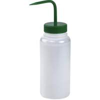 Wide-Mouth Polyethylene Wash Bottle with Green Polypropylene Cap Kelford
