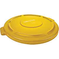 Round Brute&reg; Tops, Flat Lid, Plastic/Polyethylene, Fits Container Size: 22" Dia. Kelford