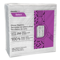 Serviettes de table &agrave; pli 1/8 Pro Select, 1 pli, 15,5" x 16" Kelford