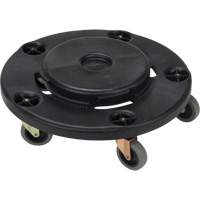 Waste Container Dolly, Polypropylene, Black, Fits: 24" Dia. Kelford
