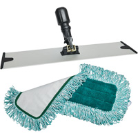 Dust Mop Pad & Frame, Hook and Loop Style, Polyester, 18" L x 5-3/4" W Kelford