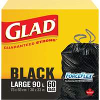 90L Garbage Bags, Regular, 30" W x 33" L, Black, Draw String JP296 | Kelford
