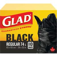 74L Garbage Bags, Regular, 26" W x 33" L, Black, Open Top JP299 | Kelford
