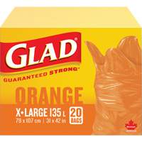 135L Garbage Bags, Regular, 31" W x 42" L, Orange, Open Top JP311 | Kelford