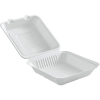 Compostable Hinged Food Containers, Bagasse, Square JP901 | Kelford