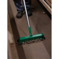 Push Broom Head, Fine/Stiff Bristles, 16-1/2", Polyester/Polypropylene, Green Kelford
