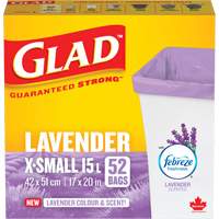 Sacs parfum&eacute;s et de couleur lavande de Glad, Fort, 17" la x 20" lo, Mauve, Capacit&eacute; 15 L (3,96 gal) Kelford