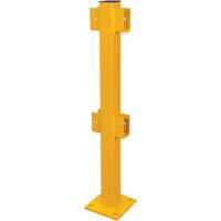 Poteau en ligne pour garde-corps l&eacute;gers, Acier, 42" h, Jaune s&eacute;curit&eacute; OSHA Kelford
