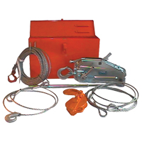 Tirfor<sup>®</sup> Wire Rope Hoist TU128 Rescue Kit , 7/16" Wire Diameter, 4000  lbs. (2 tons) Capacity LV074 | Kelford