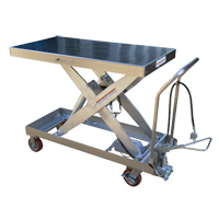 Pneumatic Hydraulic Scissor Lift Table, Stainless Steel, 47-1/2" L x 24" W, 2000 lbs. Cap. LV477 | Kelford
