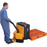Fully Powered Electric Pallet Truck With  Stand-On Platform, 4500 lbs. Cap., 48" L x 30.25" W LV537 | Kelford