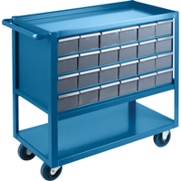 Drawer Shelf Cart, 1200 lbs. Capacity, Steel, 18" x W, 35" x H, 36" D, Rubber Wheels, All-Welded, 24 Drawers MA246 | Kelford