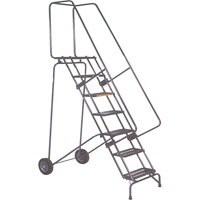 Fold-N-Store Rolling Ladders, 7 Steps, Perforated, 70" High MD590 | Kelford