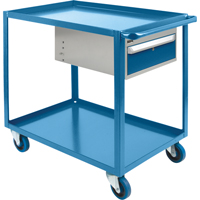 Heavy Duty Shelf Cart with Drawer, 1200 lbs. Capacity, Steel, 24" x W, 36" x H, 48" D, Rubber Wheels, All-Welded, 1 Drawers ML081 | Kelford