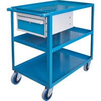 Heavy Duty Shelf Cart with Drawer, 1200 lbs. Capacity, Steel, 24" x W, 36" x H, 36" D, Rubber Wheels, All-Welded, 3 Drawers MH256 | Kelford