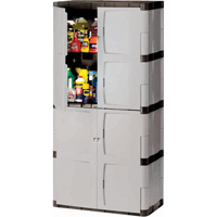 Heavy-Duty Cabinets, Plastic, 3 Shelves, 72" H x 36" W x 18" D, Mica and Charcoal MH722 | Kelford