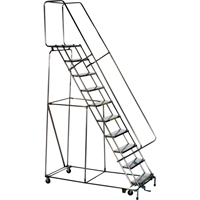 &eacute;chelles roulantes &agrave; marche verrouillable, 5 marches, Largeur de la marche 24", Hauteur de la plateforme 50", Acier inoxydable Kelford