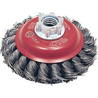 BK420T Knot Twisted Conical Brush, 4" Dia., 0.02" Fill, 5/8"-11 Arbor, Steel Kelford