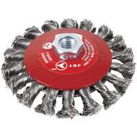 Knot Twisted Conical Bevel Brush, 6" Dia., 0.02" Fill, 5/8"-11 Arbor, Steel Kelford