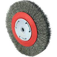 101F-2M Crimped Wire Brush, 6" Dia., 0.014" Fill, 1/2" - 2" Arbor Kelford