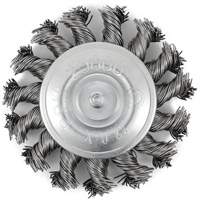 Shaft Mounted Knot Twisted Radial Brush, 3" Dia., 0.02" Fill, 1/4" Arbor, Stainless Steel Kelford