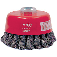 CK3501T High Performance Knot Twisted Cup Brush, 3-1/2" Dia., 0.02" Fill, 5/8"-11 Arbor, Steel Kelford