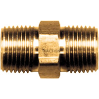 Hex Nipple, Brass, 3/8" x 1/4", NPT x NPT Kelford