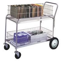 Chariot de bureau en treillis m&eacute;tallique pour le courrier, 250 lb Capacit&eacute;, Chrome, 23-3/4" p x 43" la x 38-1/2" h, Chrom&eacute; Kelford