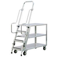 Aluminum Stock Picking Ladder Cart, Aluminum, 22" W x 51-1/2" D, 3 Shelves, 800 lbs. Capacity MO459 | Kelford
