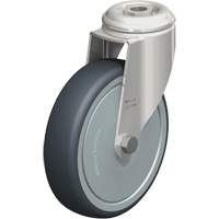Roulette en &eacute;lastom&egrave;re thermoplastique acier inoxydable, Pivotant, Diam&egrave;tre 5" (127 mm), Capacit&eacute; 265 lb (120 kg) Kelford