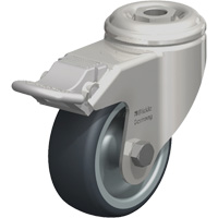 Roulette en &eacute;lastom&egrave;re thermoplastique acier inoxydable, Pivotant avec frein, Diam&egrave;tre 3-1/8" (79,5 mm), Capacit&eacute; 220 lb (100 kg) Kelford
