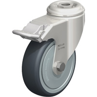 Stainless Steel Thermoplastic Elastomer Caster, Swivel with Brake, 4" (102 mm) Dia., 240 lbs. (108 kg.) Capacity Kelford